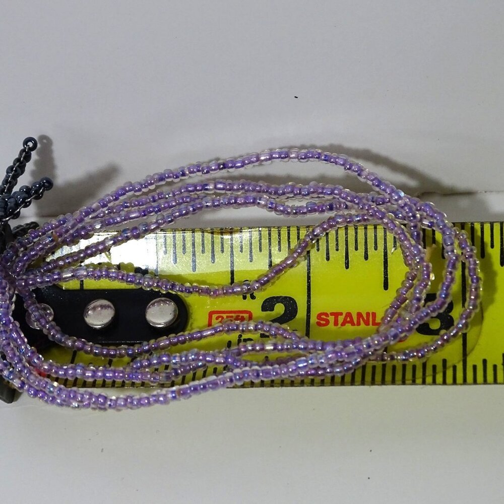 Beaded Purple Black Flower Multistrand Beaded Bracelet Design Jewelry stretch - Picture 4 of 4